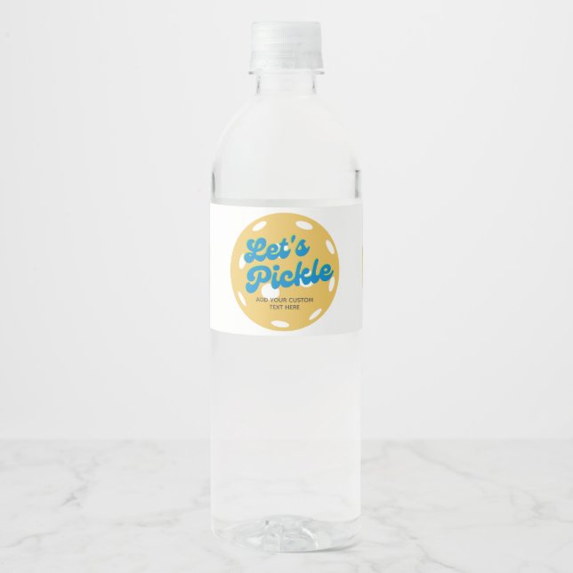 Orange Pickleball Let's Pickle Personalized Text Water Bottle Label (Front)