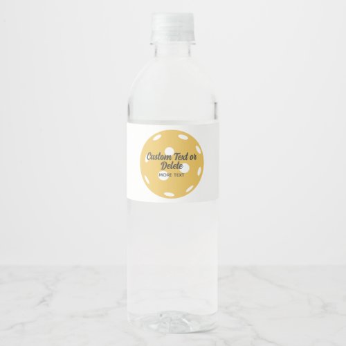 Orange Pickleball Personalized Custom Text Water Bottle Label