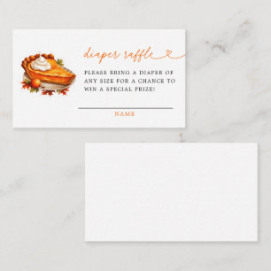 Orange Pie Pumpkin Fall Baby Shower Diaper Raffle Enclosure Card