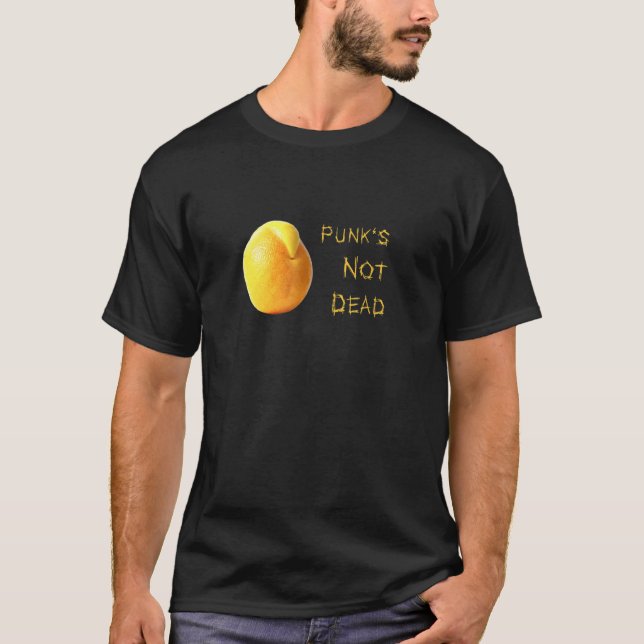 Orange Piece Of Fruit With Mohawk And Words Punk's T-Shirt (Front)
