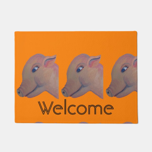 orange pigs welcome mat (Front)