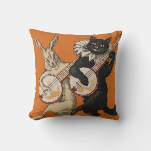 Orange Pillow for Cat Lovers _ Vintage Animal Art