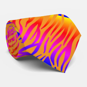 Orange Pink Abstract Zebra Stripes Patterns Gift Neck Tie