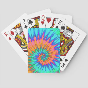 Orange, Pink and Blue Spiral Tie Dye Playing Cards