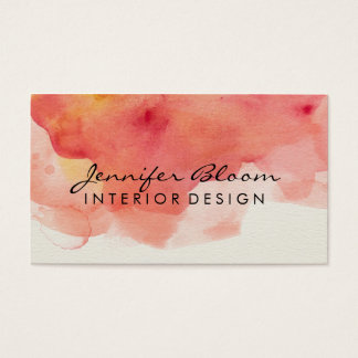 Orange, Pink and Red Watercolor Business Card