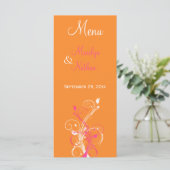 Orange, Pink, and White Floral Menu Card (Standing Front)