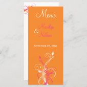 Orange, Pink, and White Floral Menu Card (Front/Back)