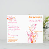 Orange, Pink, and White Floral Wedding Program (Standing Front)