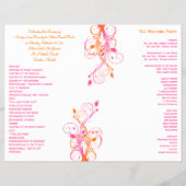 Orange, Pink, and White Floral Wedding Program (Back)