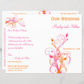 Orange, Pink, and White Floral Wedding Program (Front/Back)