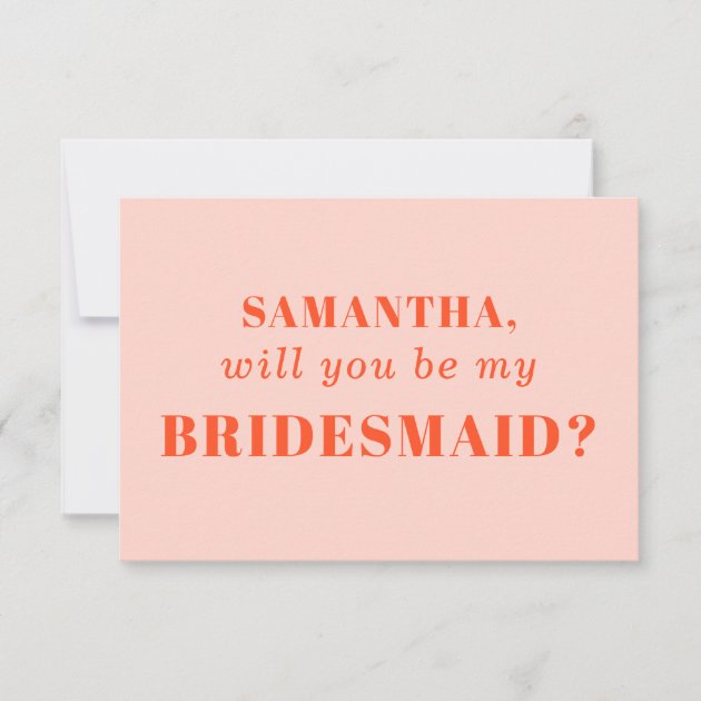 ORAnge Pink be my bridesmaid Invitation