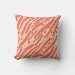 Orange Pink Beige Abstract Line Pattern Throw Pillow