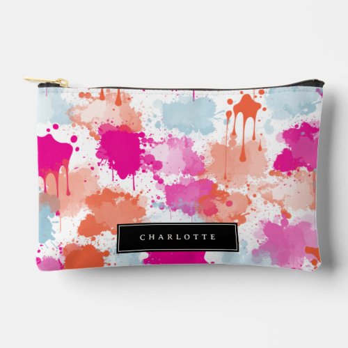 Orange Pink Blue Abstract Modern Girl School Accessory Pouch