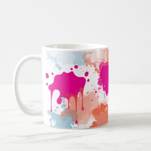 Orange Pink Blue Abstract Modern Paint Splashes  Coffee Mug