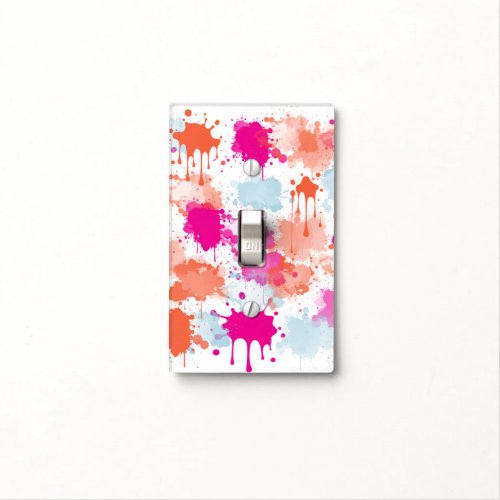 Orange Pink Blue Abstract Modern Paint Splashes  Light Switch Cover