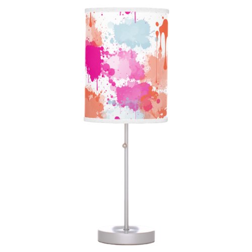 Orange Pink Blue Abstract Modern Paint Splashes  Table Lamp
