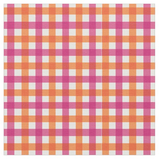 Orange & Pink Bright Summer Gingham Plaid/ Tartan Fabric