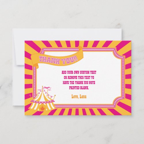 Orange  Pink Carnival Thank You Cards