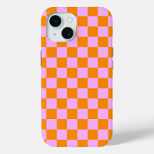Orange + Pink Check Checkered Checkerboard Pattern