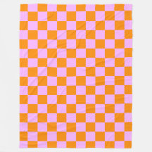 Orange + Pink Check Checkered Checkerboard Pattern