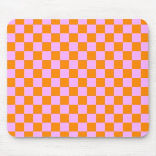 Orange  Pink Check Checkered Checkerboard Pattern Mouse Pad