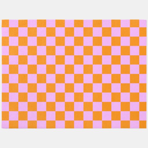 Orange  Pink Check Checkered Checkerboard Pattern Outdoor Rug