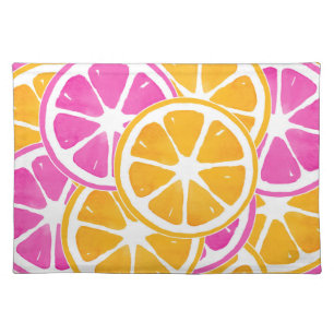 Orange Pink Citrus Slices     Cloth Placemat
