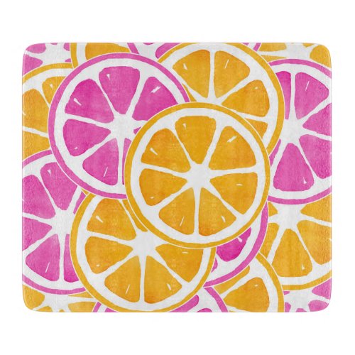 Orange Pink Citrus Slices Cutting Board