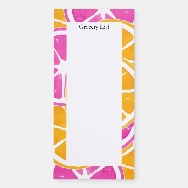 Orange Pink Citrus Slices   Magnetic Notepad (Front)