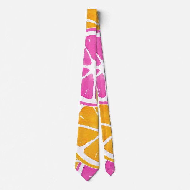 Orange Pink Citrus Slices Neck Tie (Front)