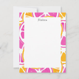 Orange Pink Citrus Slices Note Card