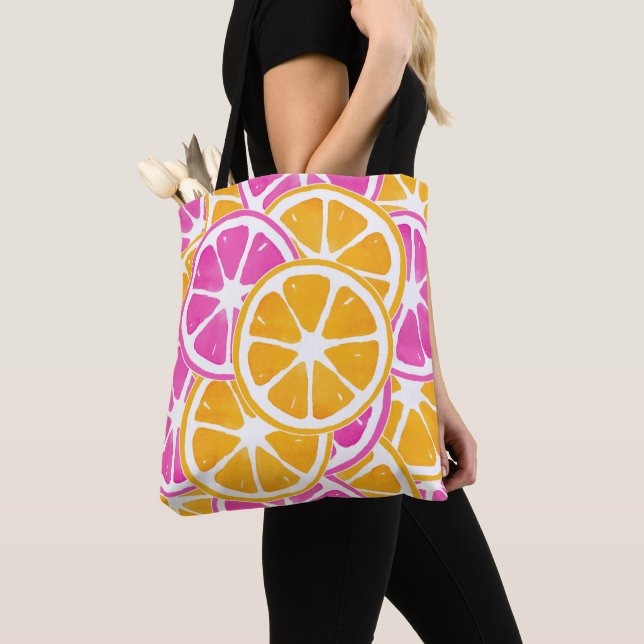 Orange Pink Citrus Slices  Tote Bag (Close Up)