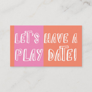 Orange & Pink Color Block Playful Play Date Calling Card