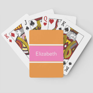 Orange Pink Custom Personalized Monogrammed Poker Cards