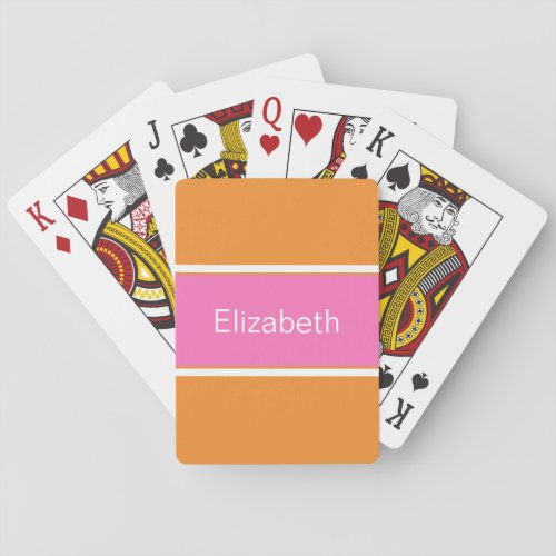 Orange Pink Custom Personalized Monogrammed Poker Cards