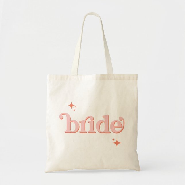 Orange PINK Disco Bride Bridal Party bach Tote Bag (Front)
