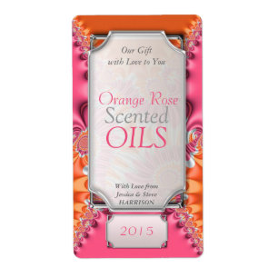 Orange Pink Favors Essential Oil Bottle Labels