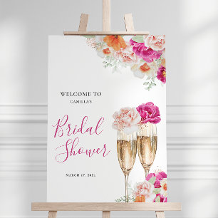 Orange & Pink Floral Bridal Shower Welcome Sign