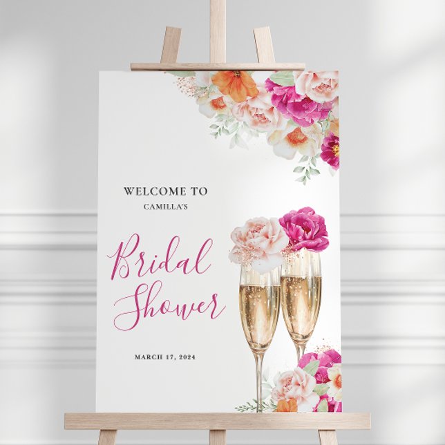 Orange & Pink Floral Bridal Shower Welcome Sign (Creator Uploaded)
