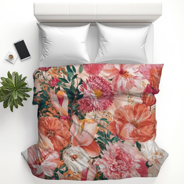 Orange Pink Floral Pattern Duvet Cover (Creator Uploaded)
