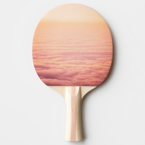 Orange Pink Fluffy Clouds Sky Ping Pong Paddle