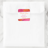 Orange Pink Gerbera Daisy Bridal Shower Thank You Square Sticker (Bag)