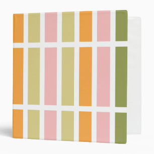 Orange Pink Gold and Green Stripes 3 Ring Binder