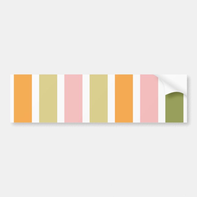 Orange Pink Gold and Green Stripes Bumper Sticker (Front)