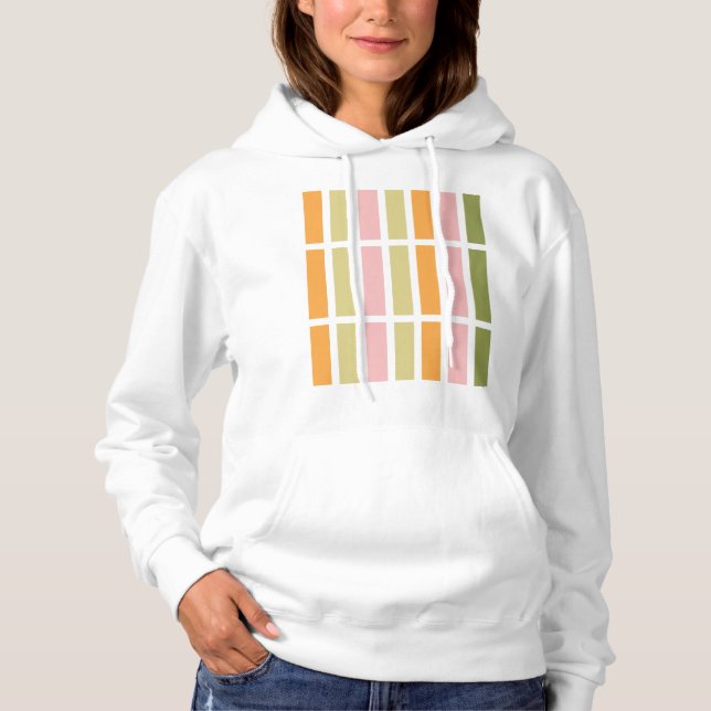 Orange Pink Gold and Green Stripes Hoodie (Front)