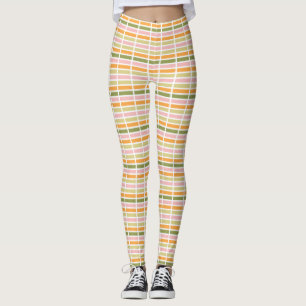 Orange Pink Gold and Green Stripes Leggings