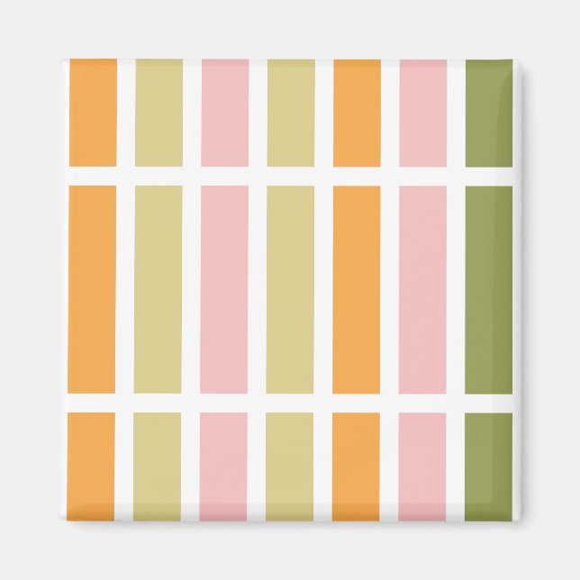 Orange Pink Gold and Green Stripes Magnet (Front)