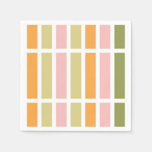 Orange Pink Gold and Green Stripes Napkins