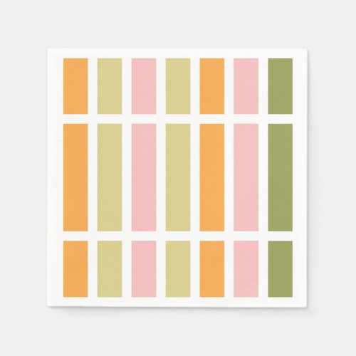 Orange Pink Gold and Green Stripes Napkins