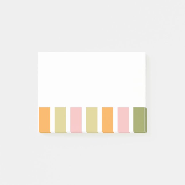 Orange Pink Gold and Green Stripes Post-it Notes (Front)